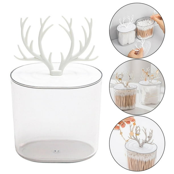Soporte para bastoncillos de , con tapa apariencia de cuerno, almacenamiento, tarro de para bastoncillos de , ,