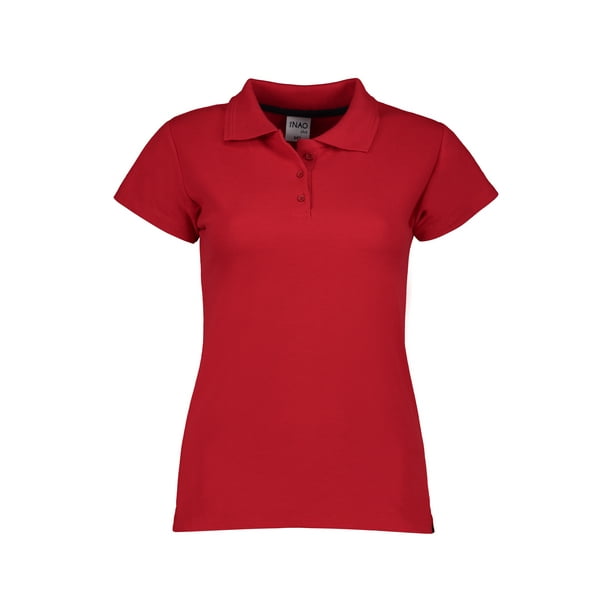 Playera Polo Plus Dama Pique 50 poly 50 Algodon color Rojo Talla Mediana NAO Playera Polo Plus Lady Walmart en linea