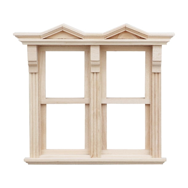 Ventana de casa de muñecas en miniatura a escala 1:12, modelo de marco de ventana en miniatura, casa de muñecas Estilo A
