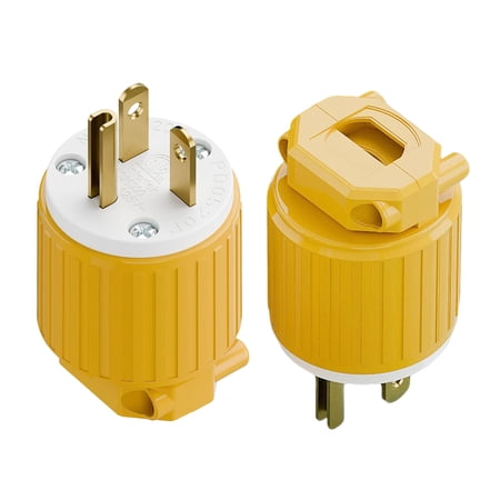 Strhowill 2 Pack NEMA 5-20P Male Plug, 20A 125V Heavy Duty Straight Blade Replacement Connector, Power Cord End for Generators, Power Tools, Saws, Computers & Industrial Equipment,Yellow