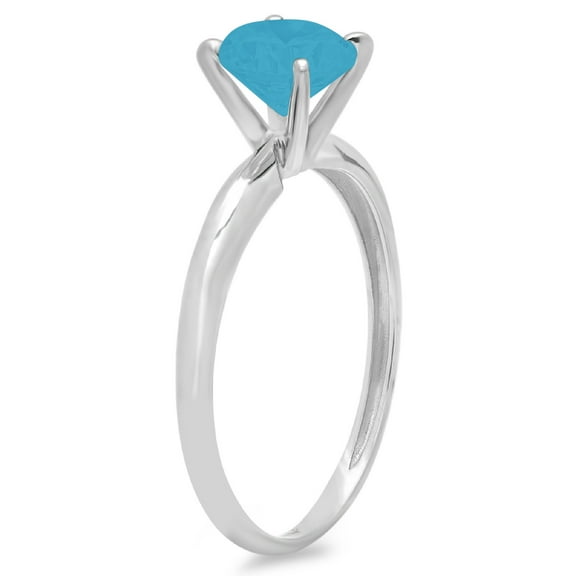 2.5 ct Round Cut Simulated Turquoise Solitaire Engagement Ring for Women in 14K White Gold