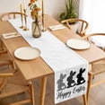 thumbnail image 3 of Table Runner 36 Inches Long for Kitchen Dining, Happy Easter Rabbits Dresser Scarf Farmhouse, Dining Table Decorations for Wedding/Parties, Black Plaid Polka Dots Rabbits Spring 13 x 36 In, 3 of 8