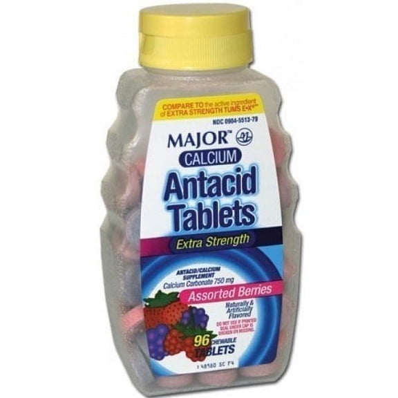 Major Assorted Berries Extra Strength Calcium Antacid Tablets, 750 mg, 96 Count