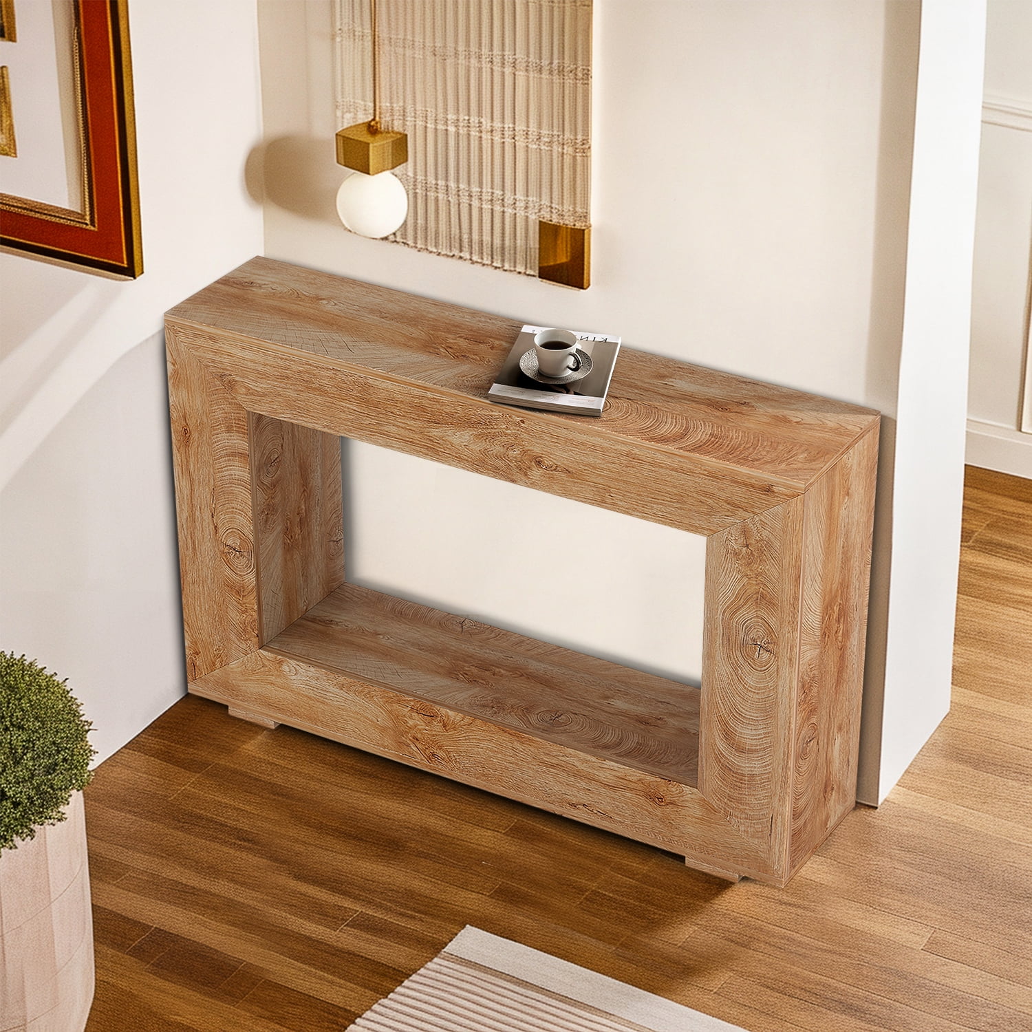 Demi Bonn 47" Farmhouse Console Table, Modern Living Room Sofa Table with Storage, Contemporary Entryway Hall Table, Foyer Display Table, Brown