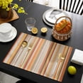 thumbnail image 3 of Burnt Orange Striped Placemats Set of 4, Farmhouse Orange Ombre Stripes Placemats for Dining Table, Place Mats for Kitchen Tabletop, Waterproof Wipeable Dining Table Mats Set, 3 of 8