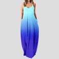 thumbnail image 2 of B91xZ Femmes Summer Robe Sans Manches Casual Flutter Sans Manches Cou Smocked Taille Élastique à Plusieurs Niveaux Robe Midi, Bleu L, 2 of 5