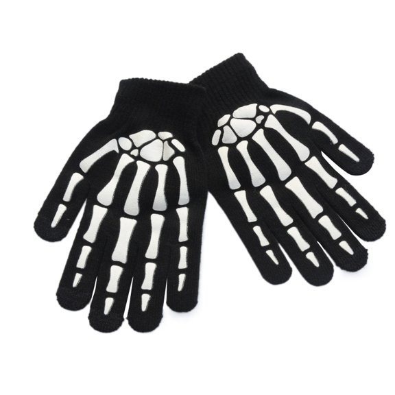 Luminous Knitted Gloves Skull Gloves Non Slip Hand Warmer Gloves for Performance