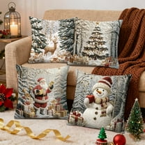 Xuniizn Christmas Pillow Covers 18x18 inch Xmas Decorations Soft Plush Faux Fur Wool Christmas Throw Pillow Cases Winter Holiday Decor for Sofa Living Room