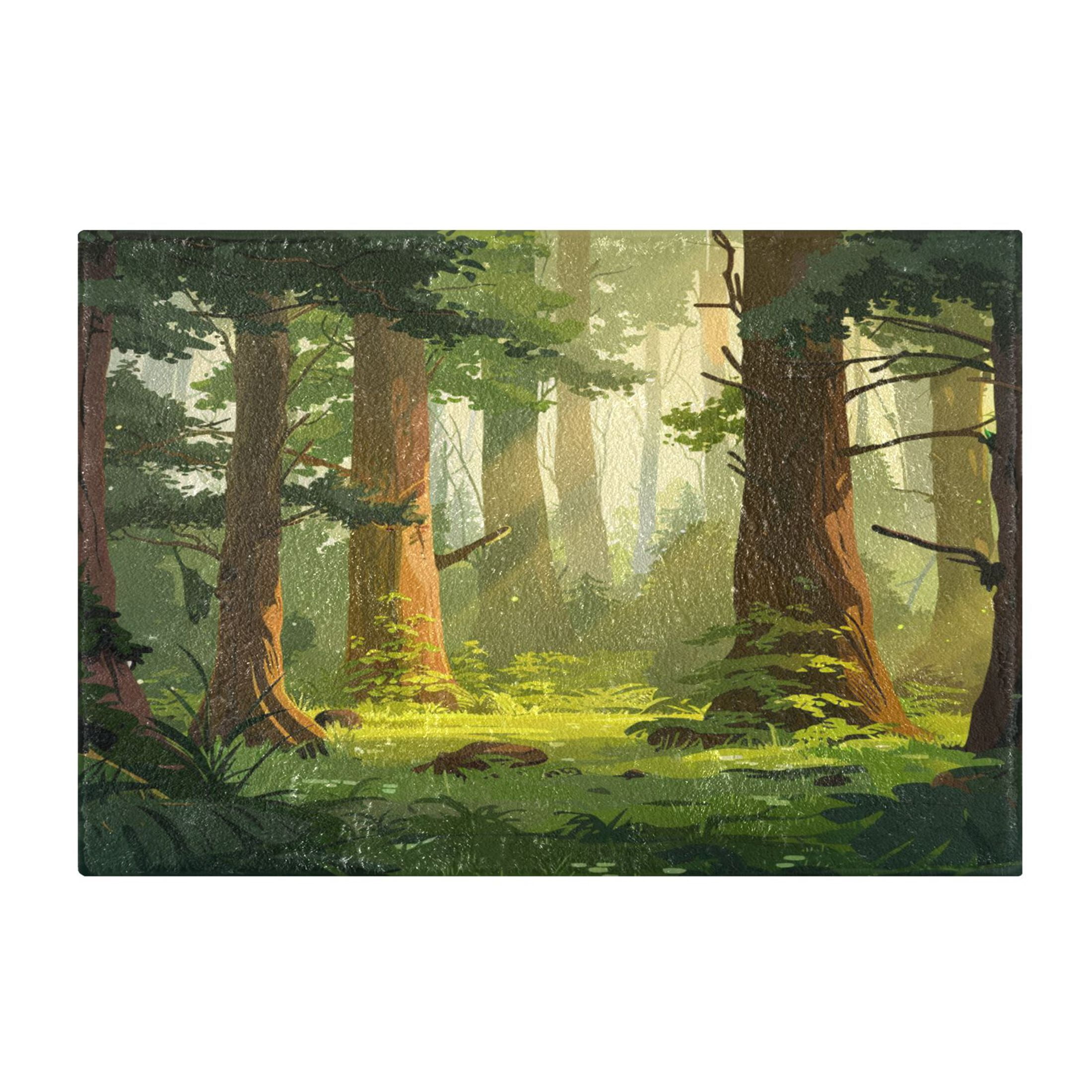 Ryvnso Trees Forest Bathroom Shaggy Rugs Toilet Mat Soft Contour Rug
