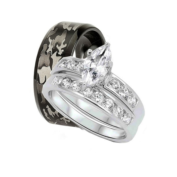 His Her Camo Wedding Bands Camo Wedding Rings Free Shipping