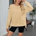 thumbnail image 3 of Oplxuo Women's Oversized Sweatshirts Crew Neck Long Sleeve Side Slit Pullovers Sweatshirt Casual Fall Clothes Sweater, 3 of 7