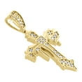thumbnail image 4 of 10K Yellow Gold Diamond Milgrain Designer Cross Pendant 1.6" Mens Charm 0.40 CT., 4 of 6