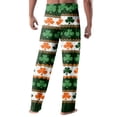 thumbnail image 3 of Domuza Mens St Patricks Day Pajamas Pants Shamrock Printed Stretch Waist Drawstring Home Trousers Soft Loose Fit Lounge Sleep Pants with Pockets Dark Green L, 3 of 5