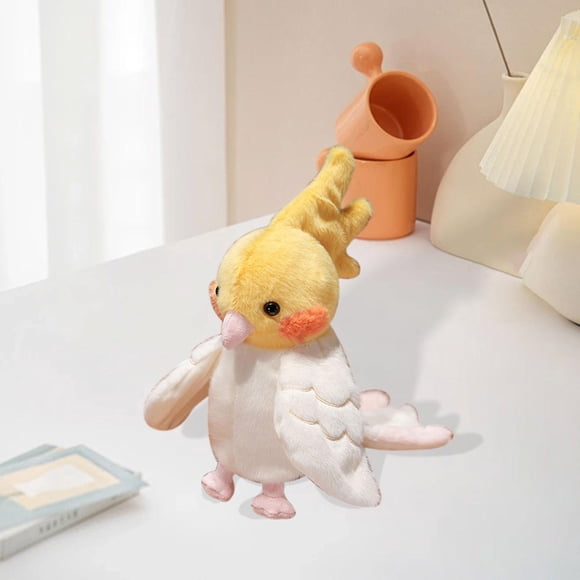 Marioneta de mano de loro de peluche, muñeco de loro realista, muñeco de peluche de pájaro, animal de peluche para contar historias, juego de Amarillo y blanco
