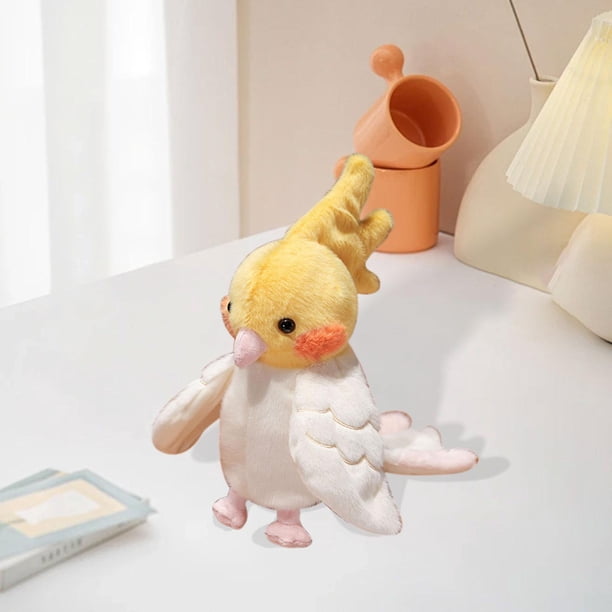Marioneta de mano de loro, peluche de pájaro, regalo para niños, cómodo juguete de peluche, ideal para contar cuentos, espectáculos, teatro y Amarillo y blanco