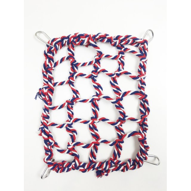 Small Animal Grid Hammock,Parrot Bird,Rat and Ferret Swing Thick Chew Rope Hammock Hanging Cage Nylon Rope Nets Toys, 20*28cm, Red