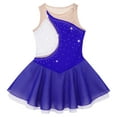 thumbnail image 3 of Yartina Kids Girls Mesh Splice Ballet Dance Tutu Dress Ice Skating Competition Costume Leotard Royal Blue 6, 3 of 7