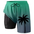 thumbnail image 3 of heyac Men Swim Trunks Elastic Waist Men's Board Shorts Quick Dry with Compression Liner Light Beach Bathing Suit Beach Board Shorts, 3 of 4