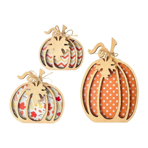 3 piezas de decoración de calabaza de otoño, decoración de otoño, artesanía rústica hecha a mano, centro de mesa Estilo B