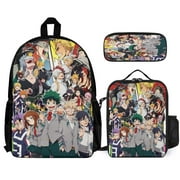 Kid My Hero Academia School Bag 3 Piece Backpack Set With Lunch Box And Pencilcase Casual Bookbag for Boys Girls