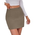 thumbnail image 3 of Womens Corduroy Mini Skirt High Waisted Basic Casual A-Line Short Fall Winter Skirts Light Brown L, 3 of 10