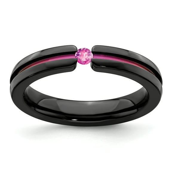 Edward Mirell Black Ti Pink Sapphire & Pink Anodized 4mm Band
