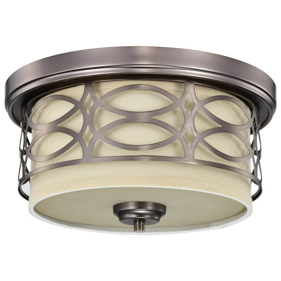 Nuvo Lighting Harlow Bronze w/ Khaki Fabric Shade 2-Light Flush Dome Fixture