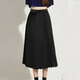 thumbnail image 4 of Womens Skirts Solid Color Pleated Elegant Midi Elastic Waist Maxi Skirt Streetwear, 4 of 5