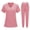 Pink, variant on Scrub Sets for Women Womens 2 Piece Scrub Outfits Casual Short Sleeve V Neck Tops and Long Pants Sets Nurse's Uniform Lounge Set