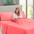 thumbnail image 6 of Nestl Full XL Sheets Set, Instantly Soft, Deep Pocket Bed Sheets Full XL 4 Piece, Luxury Soft Microfiber Full XL Sheets Sets, Coral Pink, 6 of 9
