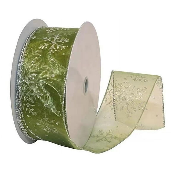 XmhyTop Christmas Ribbon, 2.48Inch x 10yards White Snowflake Ribbon Christmas Ribbon for Crafts Making Gift Wrapping Winter Holiday Xmas Decor-Green