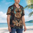 thumbnail image 3 of Honeii Tree Meditating Golden Retriever Print Men’s Hawaiian Shirt,Classic Button-Down Short Sleeve Shirt, for Beach, Vacation, and Outdoor Activities,Small, 3 of 7