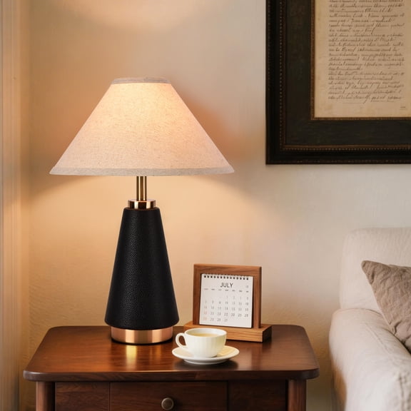 Matte Black Rattan Table Lamp, Modern Wicker Bedside Lamp for Bedroom Small Spaces Living Room Home Office