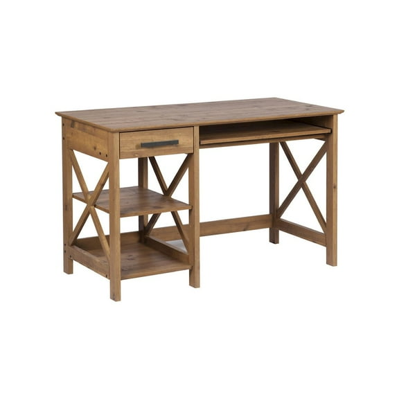 Saint Birch Austin Farmhouse 2-Shelf Wood Writing Desk in Rustic Brown