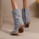 thumbnail image 4 of NECHOLOGY Botas Mujer Adulto Femenino Zapatos Botines de mujer Botas de tacón grueso con cremallera lateral de mezclilla a la moda para mujer (Grey, 8.5), 4 of 7