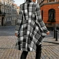 thumbnail image 5 of LTTVQM Womens Plaid Peplum Hem Shacket Jacket Button Open Front Lapel Long Sleeve Trench Coat Fall Winter Outfits Gray L, 5 of 7