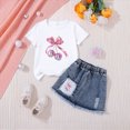 thumbnail image 2 of Kid Girls Clothes Outfits Bowknot T-Shirt Denim Short Skort Summer Clothing Set 5-6 Years, 2 of 4