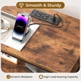 thumbnail image 2 of EDX Wall-Mounted Bedside Table, Built-in Outlet with USB/Type-C Ports and Adjustable Drawer, 3-Tier Storage Shelf with Fabric Drawer for Bedroom Space Saving, Genuine antique wood color, 2 of 8