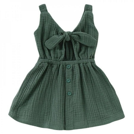 

Clearance Sale Summer Pure Color Toddler Baby Girl Bow Sleeveless Halter Fashion Princess Dresses Kids Girl Outfits Casual Clothing