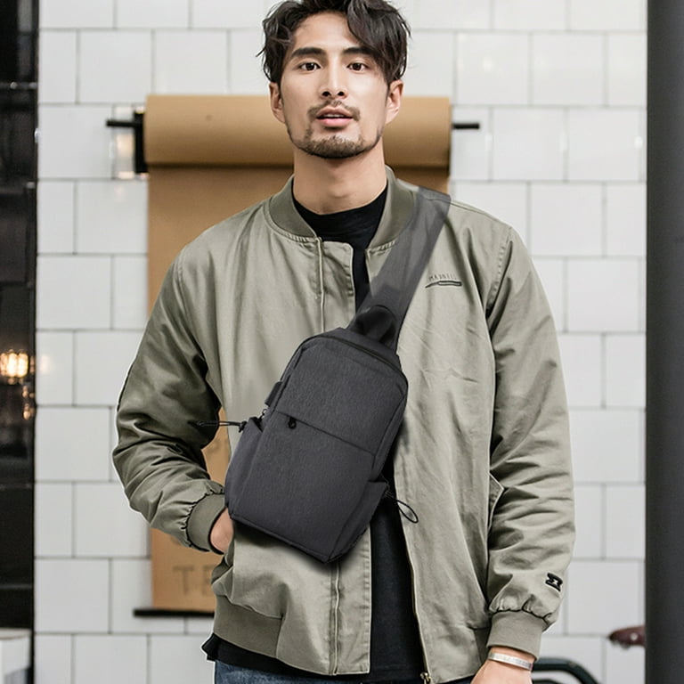 Mens Shoulder Bag Men Sling Crossbody Soft Chest Bags Nylon Casual Backpack