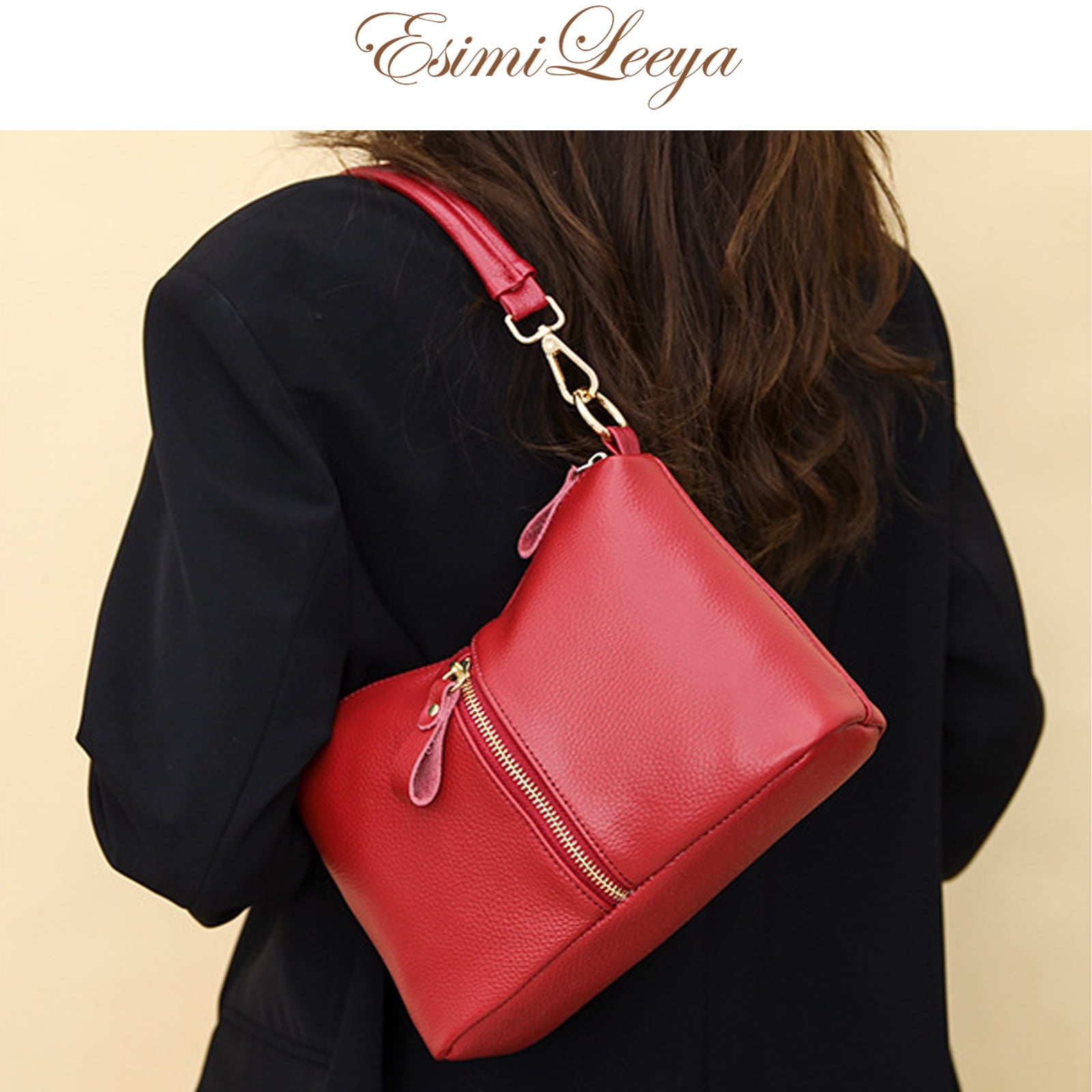 Red Leather Crossbody Purses for Women Secure Zipper Shoulder Bag Ideal for Travel, Commute, Shopping