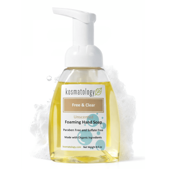 kosmatology® Free & Clear Organic Foaming Hand Soap | Moisturizing Hand Wash | Clean Ingredients, Free of Artificial Scent and Essential Oils | 8.5 oz