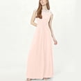 thumbnail image 4 of Qiopertar Women's Formal Evening Dress Elegant Lace V-Neck Long Sleeveless Maxi Dress with Slit Cocktail Party Wedding Guest Gown, Beige M, 4 of 6