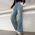 thumbnail image 4 of Gyexs Pants for Girls Y2k Straight Leg Casual Cute Embroidered Pants Elastic High Waisted Strechy Pull on Trousers Z13 Light Blue, 4-5 Years, 4 of 5