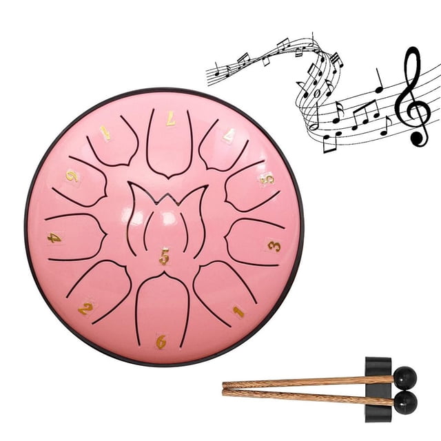 BQLQBQLQ 6 Inch 11 Tone Steel Tongue Drum Hand Pan Drum Drumstick Percussion Instrum