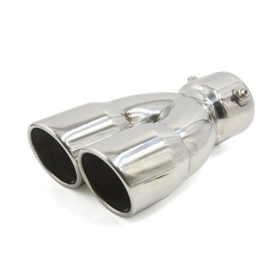 Unique Bargains 75mm Inlet Dual Twin Tip Racing Car Exhaust Pipe Y Shaped Muffler Tailpipe