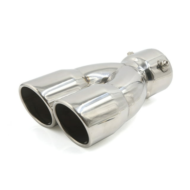 Unique Bargains 75mm Inlet Dual Twin Tip Racing Car Exhaust Pipe Y Shaped Muffler Tailpipe Universal