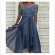 thumbnail image 2 of Lace Appliques Dress Midi Short Sleeve Evening Dresses Casual All Match Dress For Wedding, 2 of 5
