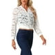 thumbnail image 4 of CHAQUETA BOMBER DE ENCAJE PARA MUJERES INSPIRADA EN SAN VALENTÍN CON CUELLO ALTO Y CREMALLERA MESH TRANSPARENTE M BLANCA, 4 of 6