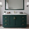 thumbnail image 2 of Wyndham Collection Miranda 60" Wood&Marble Single Bathroom Vanity in Green/Gold, 2 of 7